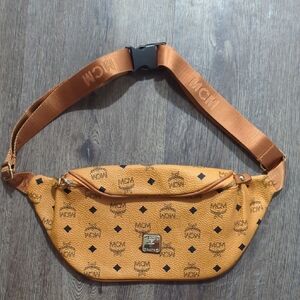 MCM Tan Visetos Waist Bag